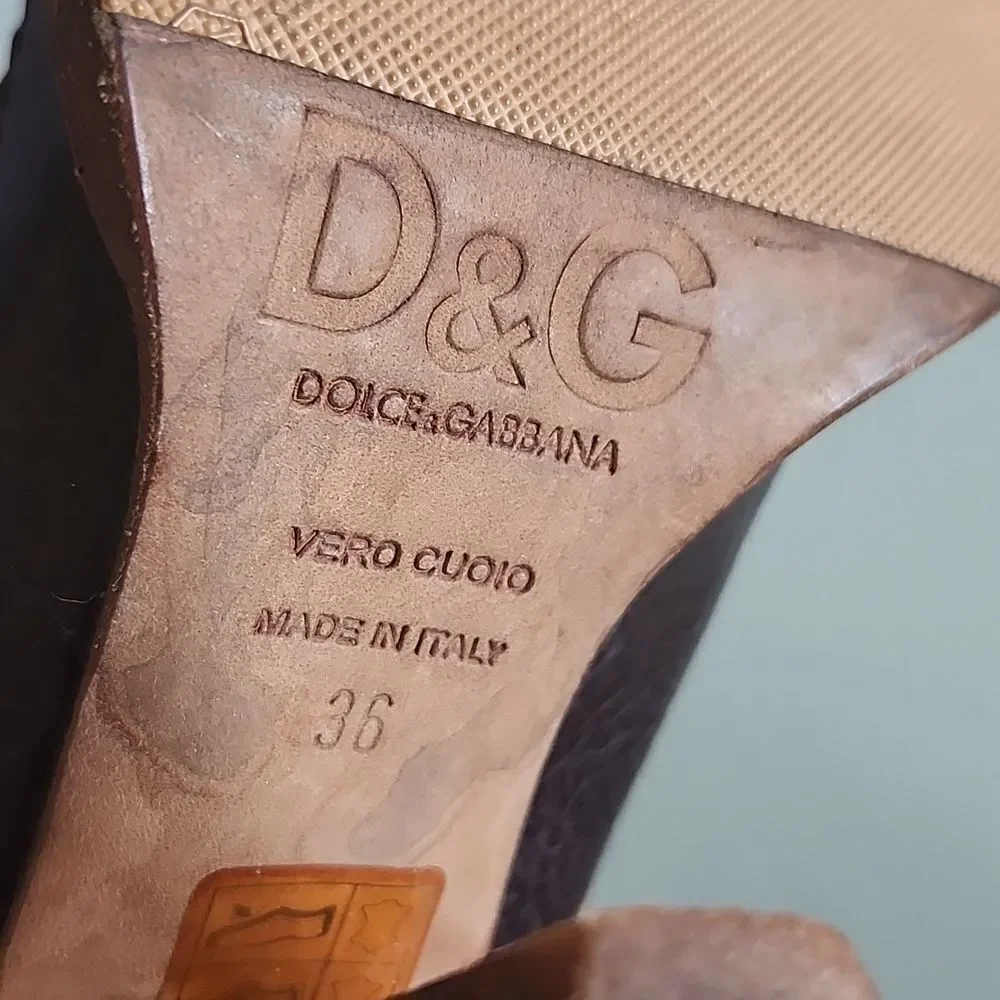 D&G Brogue Leather Oxford Retro '90s‎ Y2K Academia Stacked Heels Size 36 US6